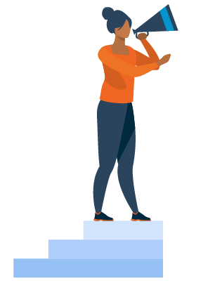 An illustration of a woman holding a megaphone