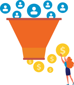 Abstract illustration of a sales funnel.