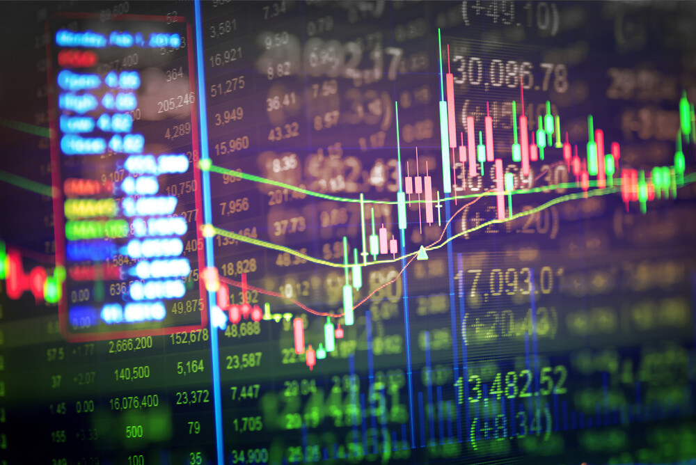Immagine ravvicinata del trading sui mercati finanziari
